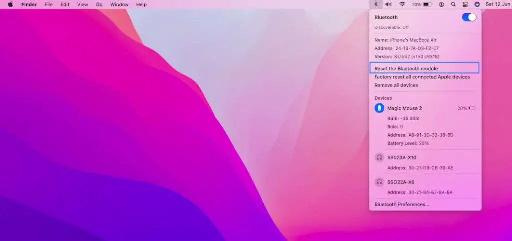 how to reset Bluetooth module on Mac