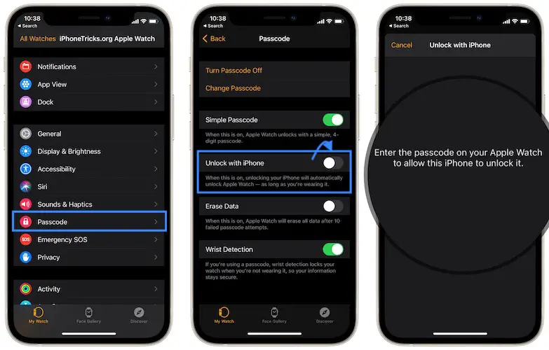 how to enable Unlock with iPhone
