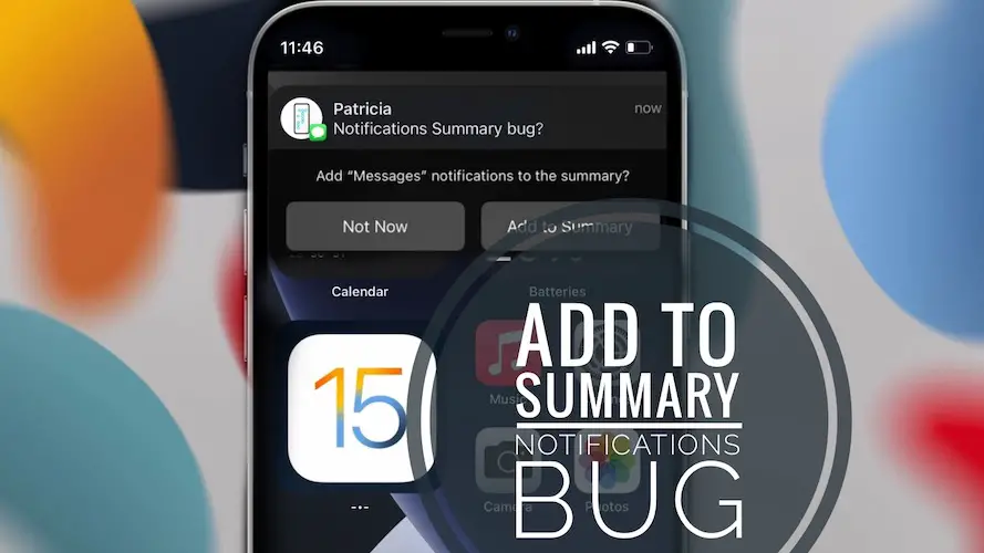 Add to Summary Notifications bug