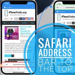 Safari address bar at the top of the screen