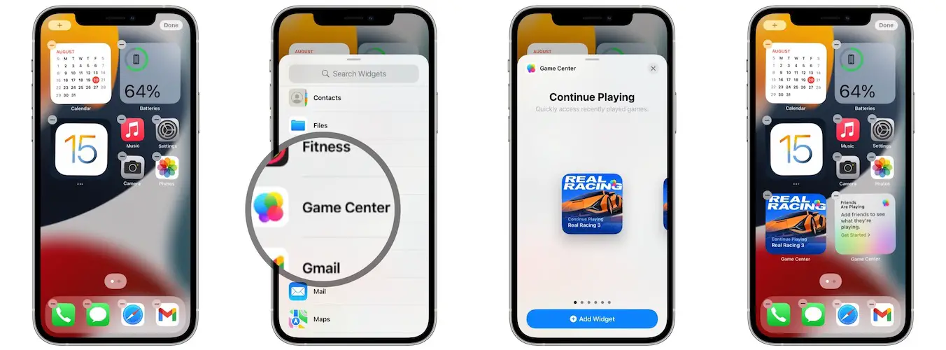 how to add Game Center widget