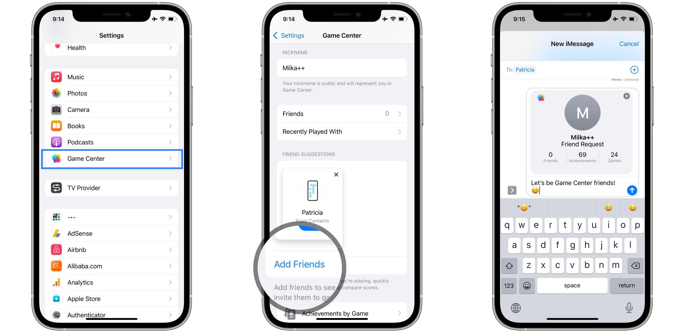 how to add game center friends