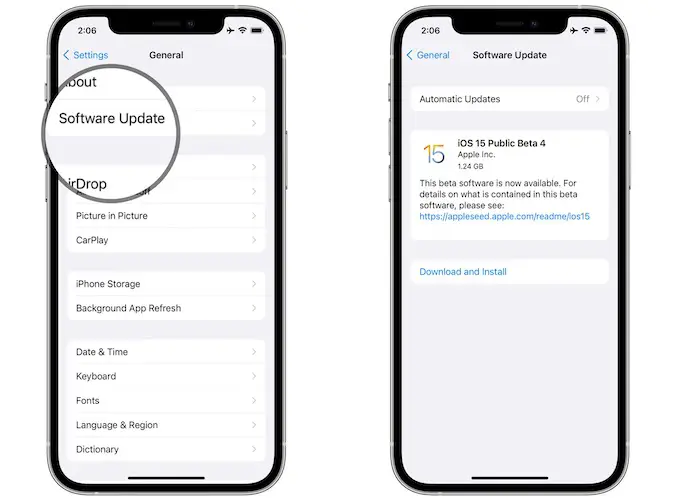 ios 15 beta 4 download