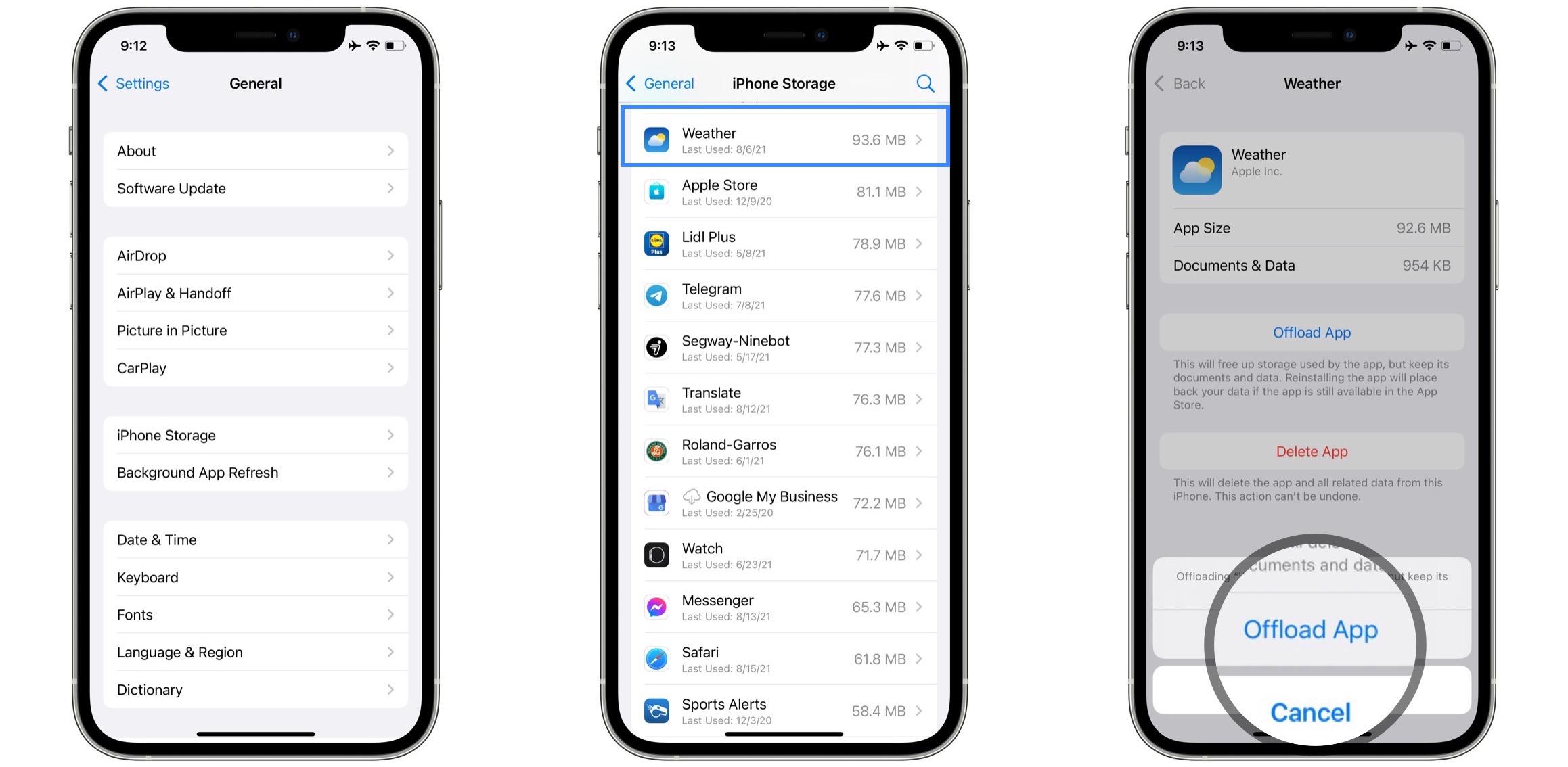 offloading app to fix widget