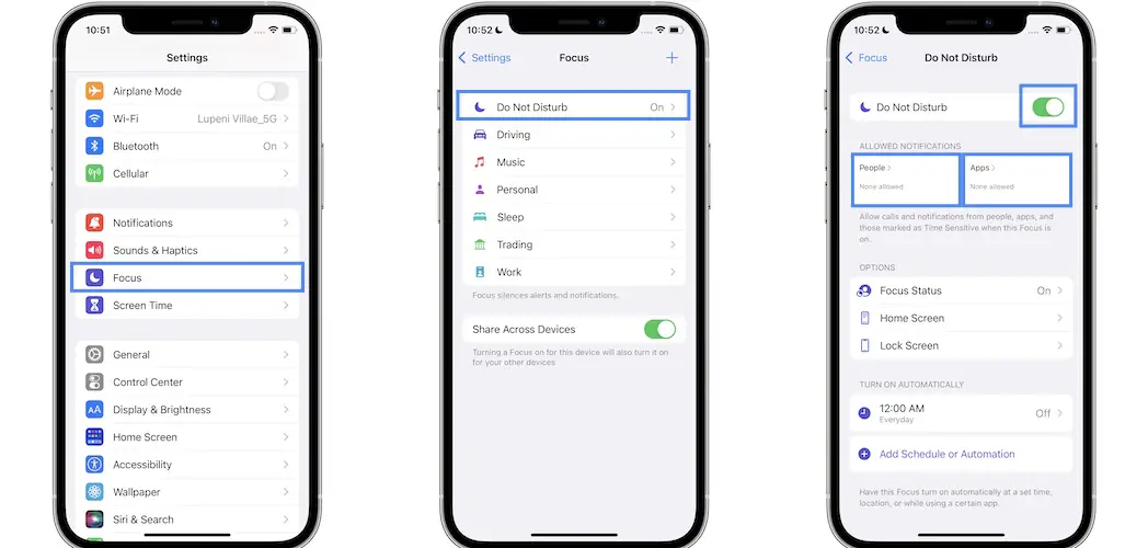 how to disable do not disturb in iOS 15