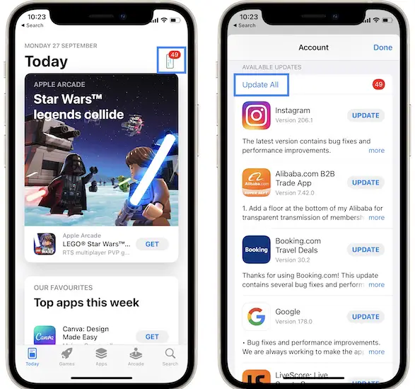 update all apps in app store