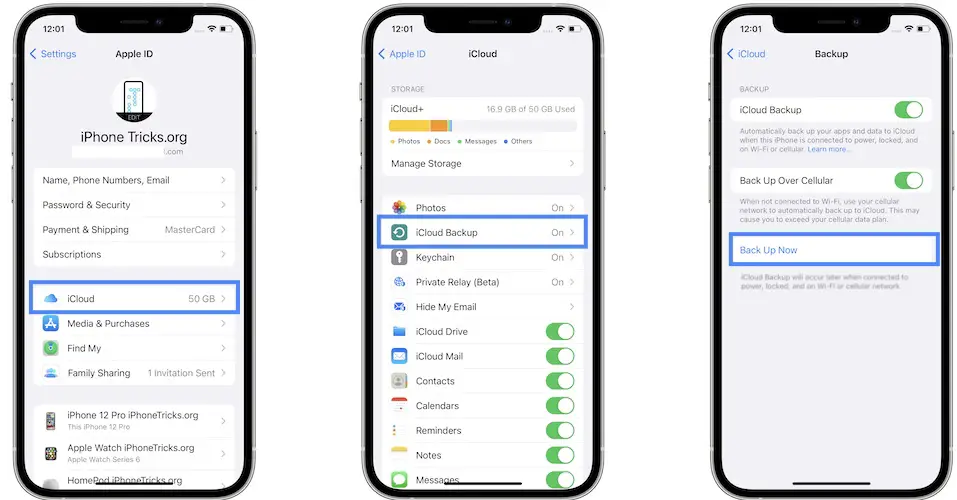 how to run an iCloud backup