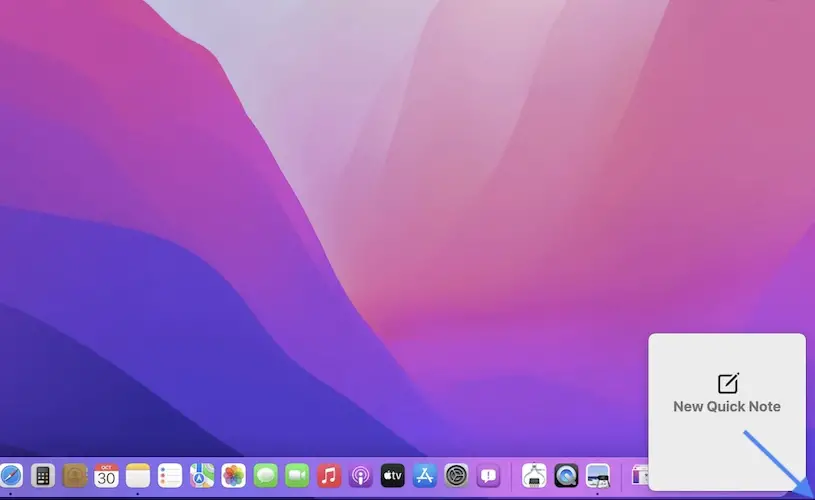 how to take quick note in macos monterey