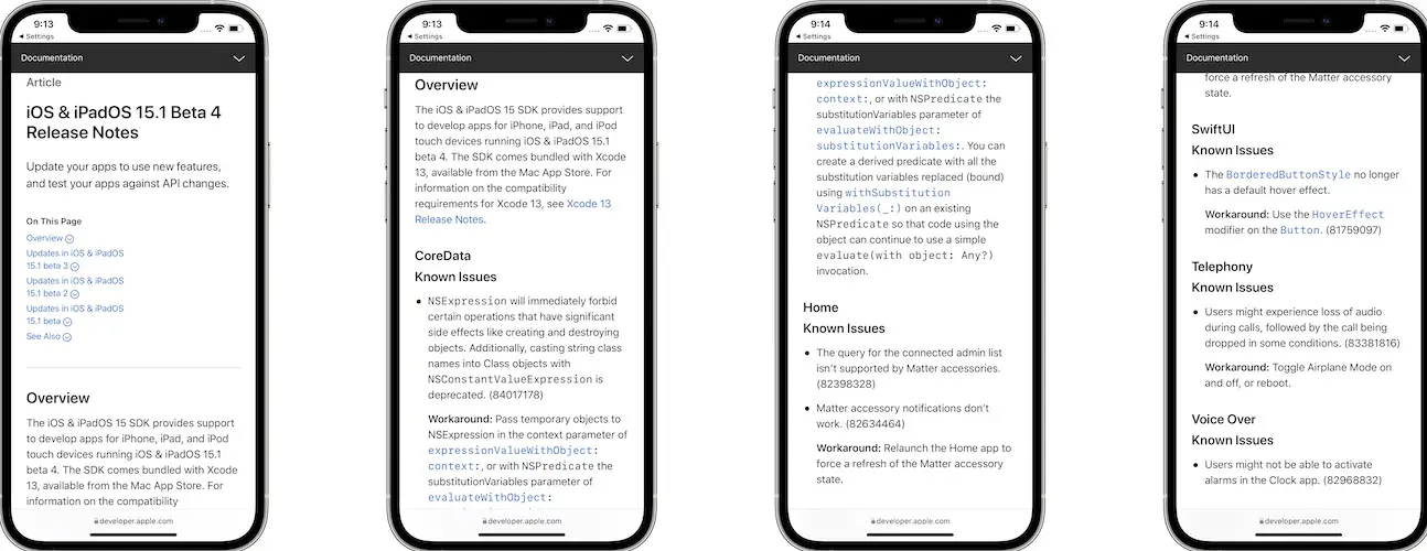 iOS 15.1 beta 4 release notes