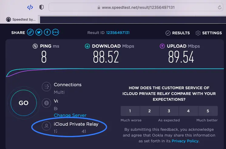MacBook Internet speed test by Ookla