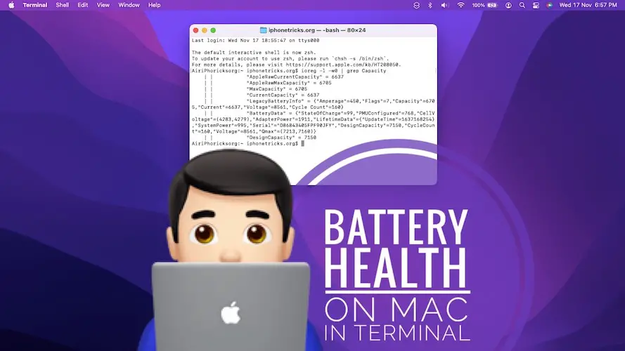 battery health on Mac in Terminal