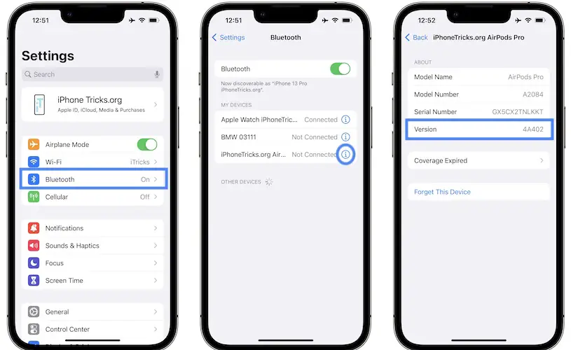 how to check AirPods Pro firmware version