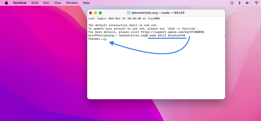 how to reset Bluetooth in Terminal