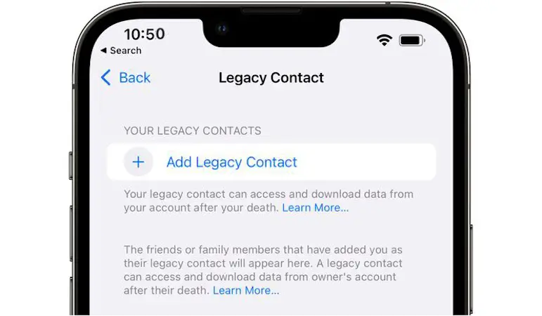 iOS 15.2 beta 2 feature legacy contact