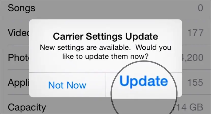 carrier settings update on iphone