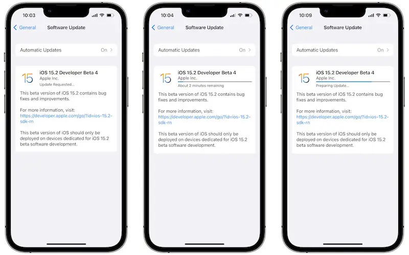 iOS 15.2 beta 4 download
