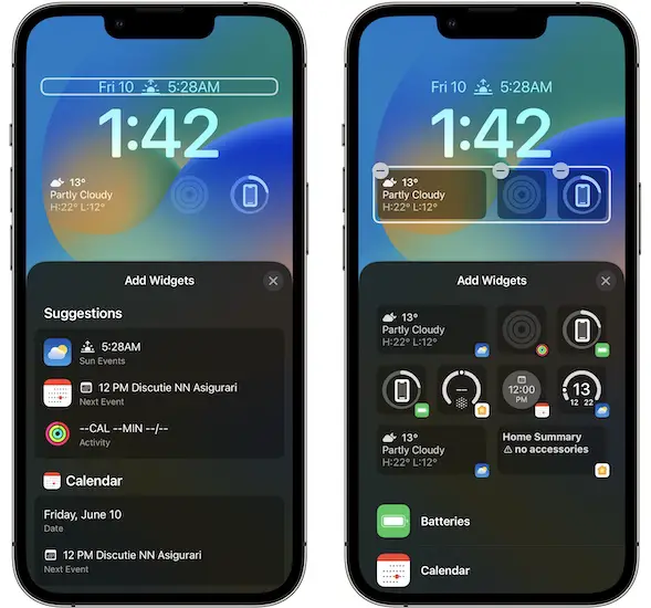 Lock Screen widget sections in iOS 16