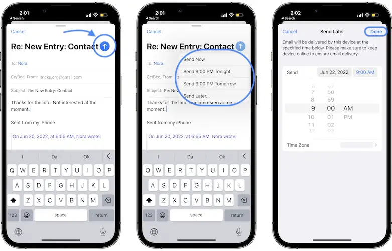 how to send later in mail