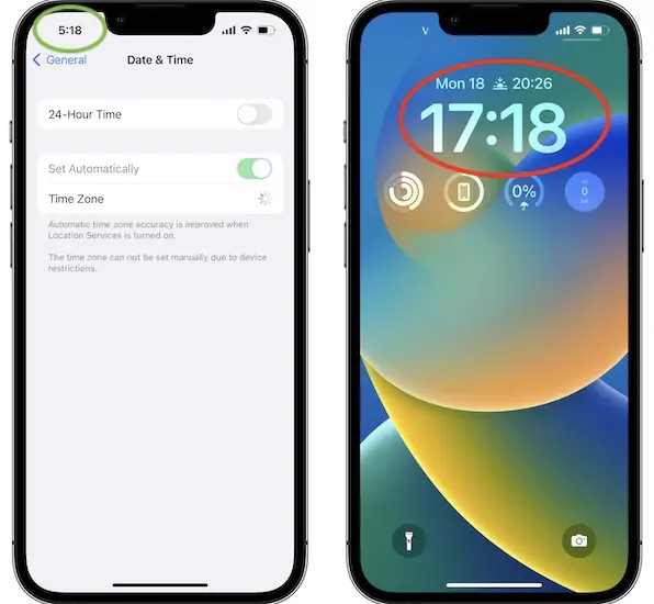 24-hour time stuck on lock screen