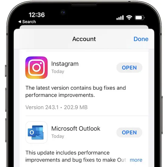 Instagram update App Store