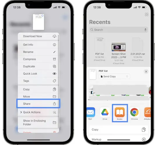 how to open PDF in Books