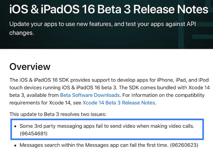 iOS 16 video calling bug fix confirmed