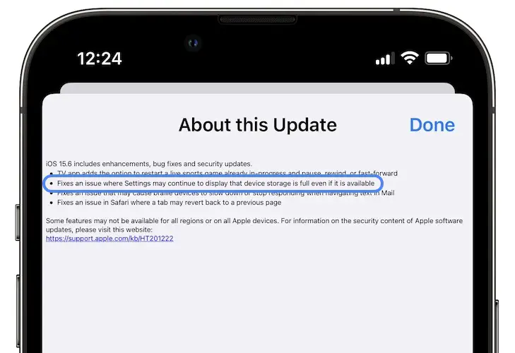 ios 15.6 update log
