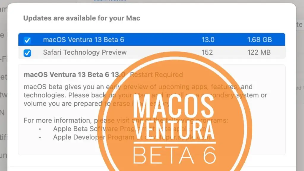 macOS Ventura Beta 6