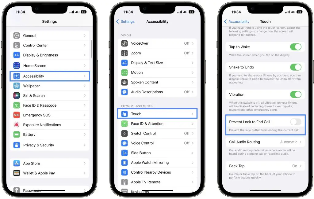 Side button end call setting