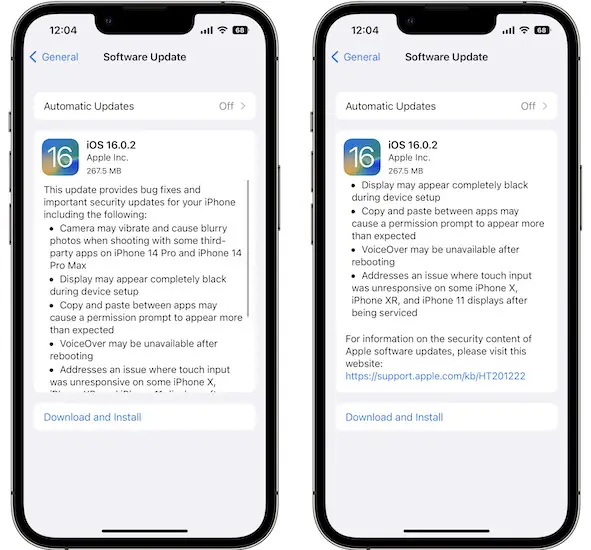 ios 16.0.2 bugs fixed