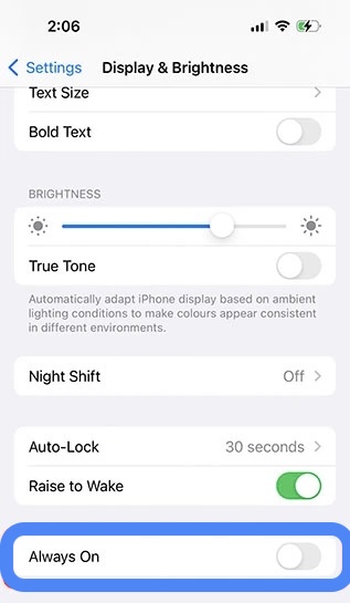 iphone 14 always on turn off