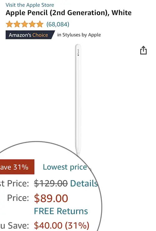 apple pencil 2 lowest price