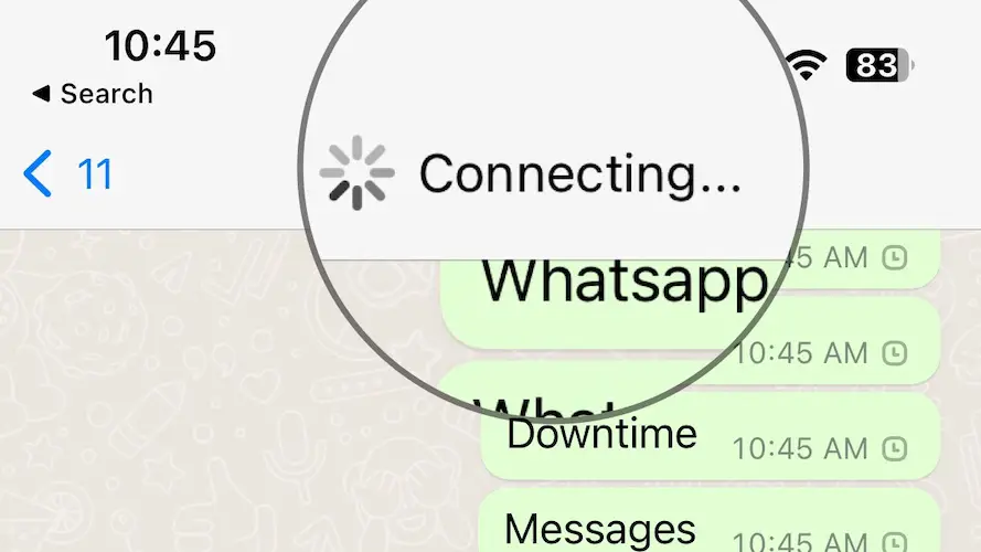 whatsapp stuck on connecting