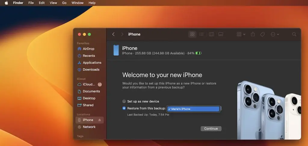 restore iphone from this backup