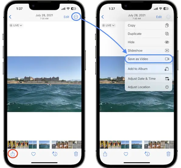 save as video live photo ios 16