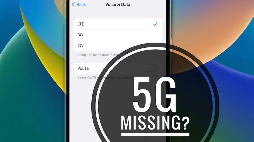 5g not available on iPhone