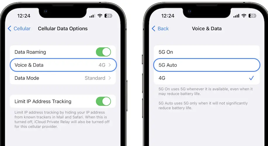 5g showing up on iphone 13 pro