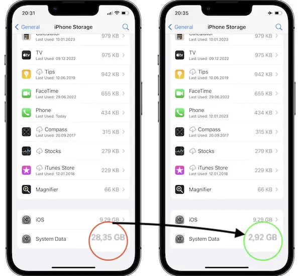 how to delete system data on iphone