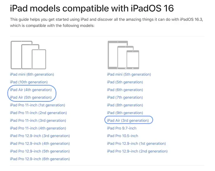 iPad Air 2 iPadOS 16 not compatible