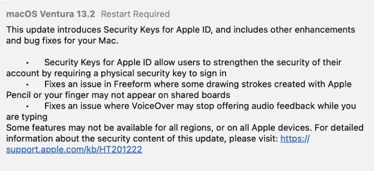 macos ventura 13.2 release notes