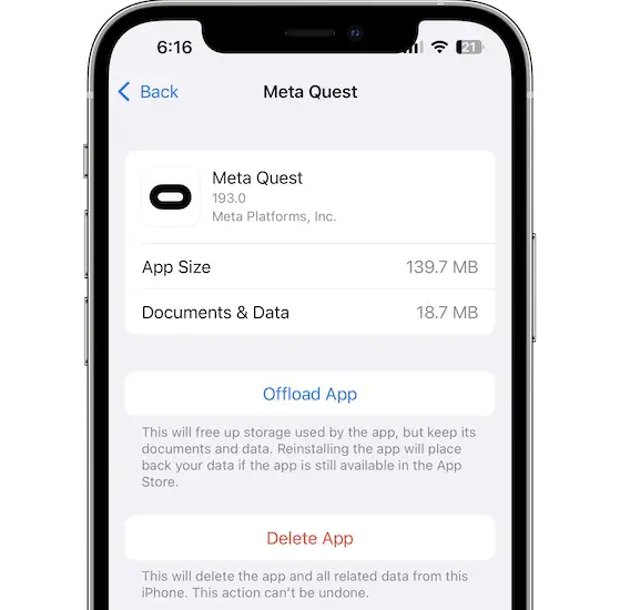 meta quest reinstall app on iphone