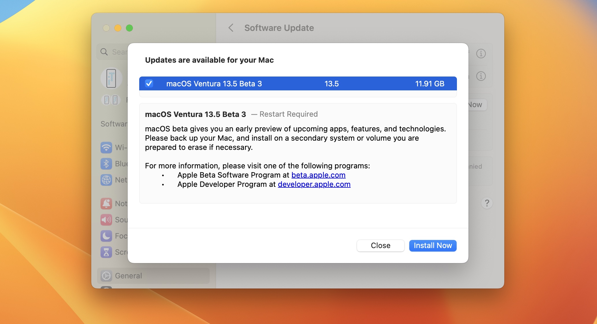 macos ventura 13.5 beta 3