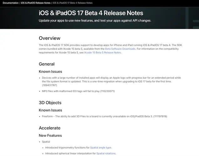 ios 17 release notes