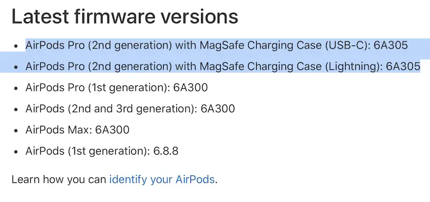 airpods 6a305 firmware for airpods pro 2