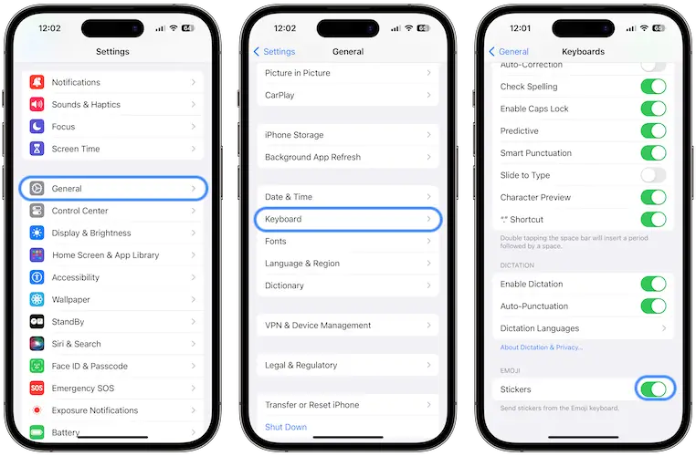 how to remove stickers ios 17 settings